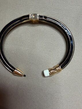 Pencil ✏️ Gold and Black Cuff Bracelet with White Accent